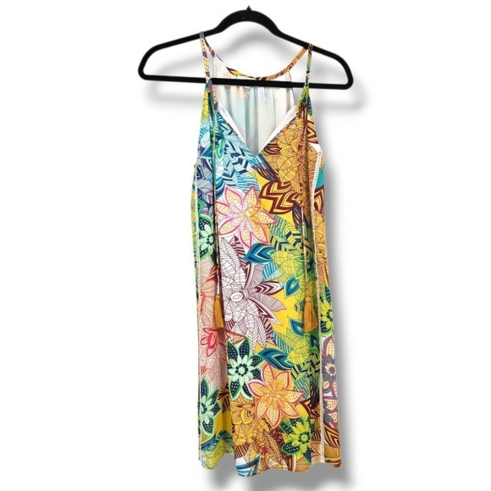 Jade Melody Tam Lined Floral Print Dress Sleeveless Casual Sundress Size S